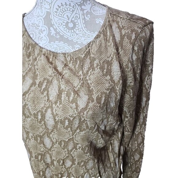 Lauren Ralph Lauren Tan Python Print Linen Knit Top Women's XL - Picture 2 of 7